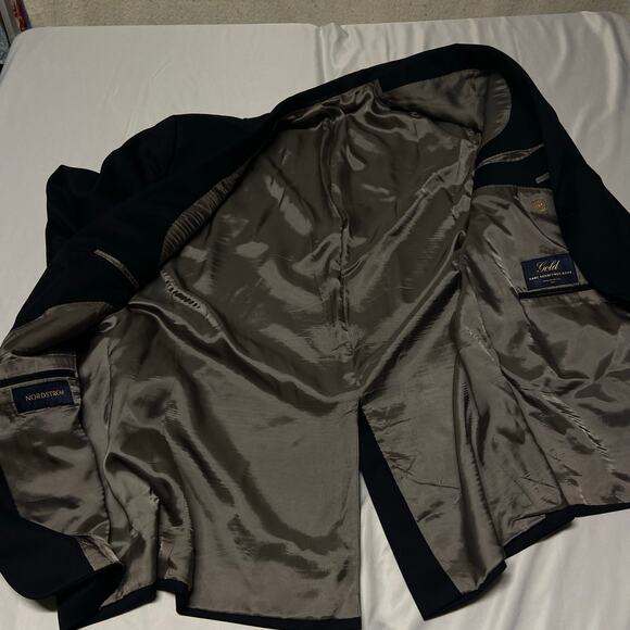 Nordstrom Blazer Jacket Sport Coat Suit Gold Hart Schaffner Marx Black 50XLG EUC - Picture 14 of 16